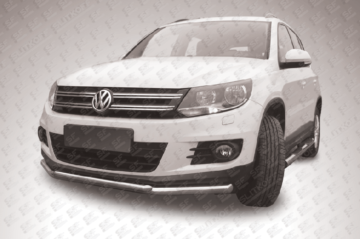 Защита переднего бампера на Volkswagen Tiguan фото 1