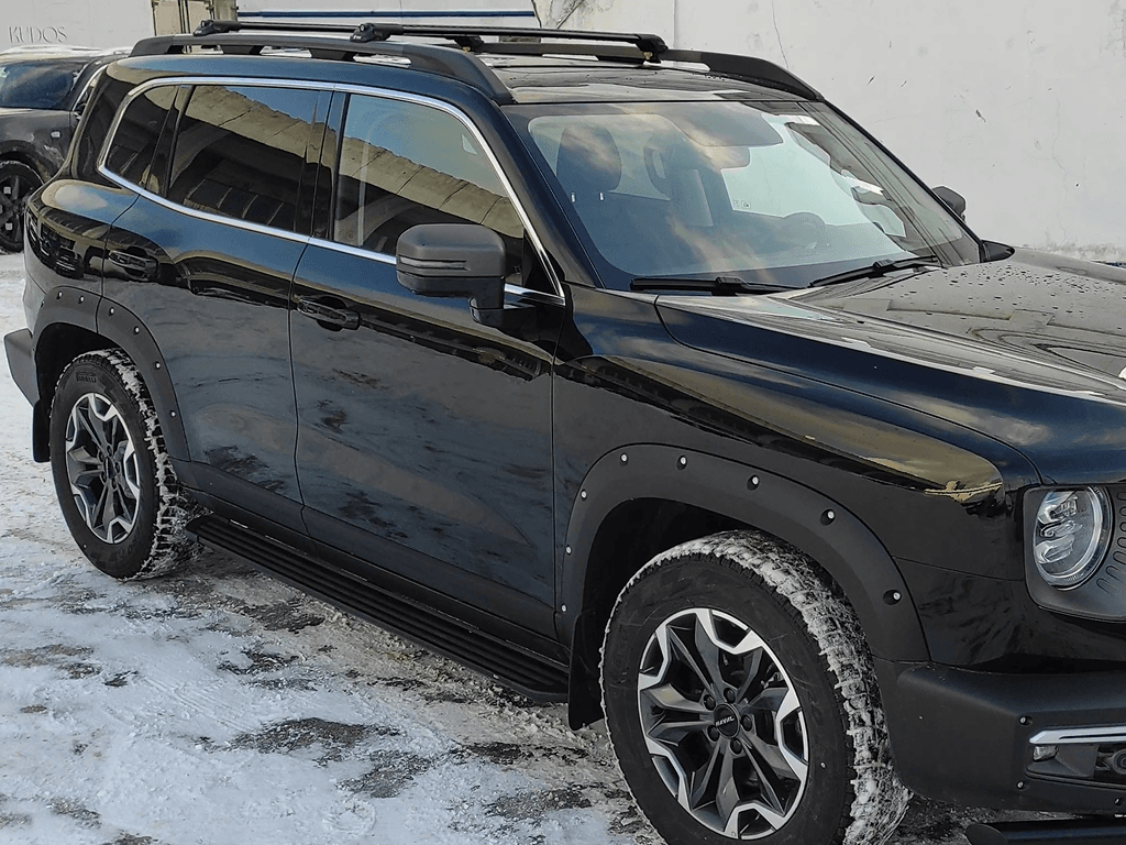 Пороги Алюминиевые Чёрные "Slim Line Black" 1820 мм на Хавал Дарго