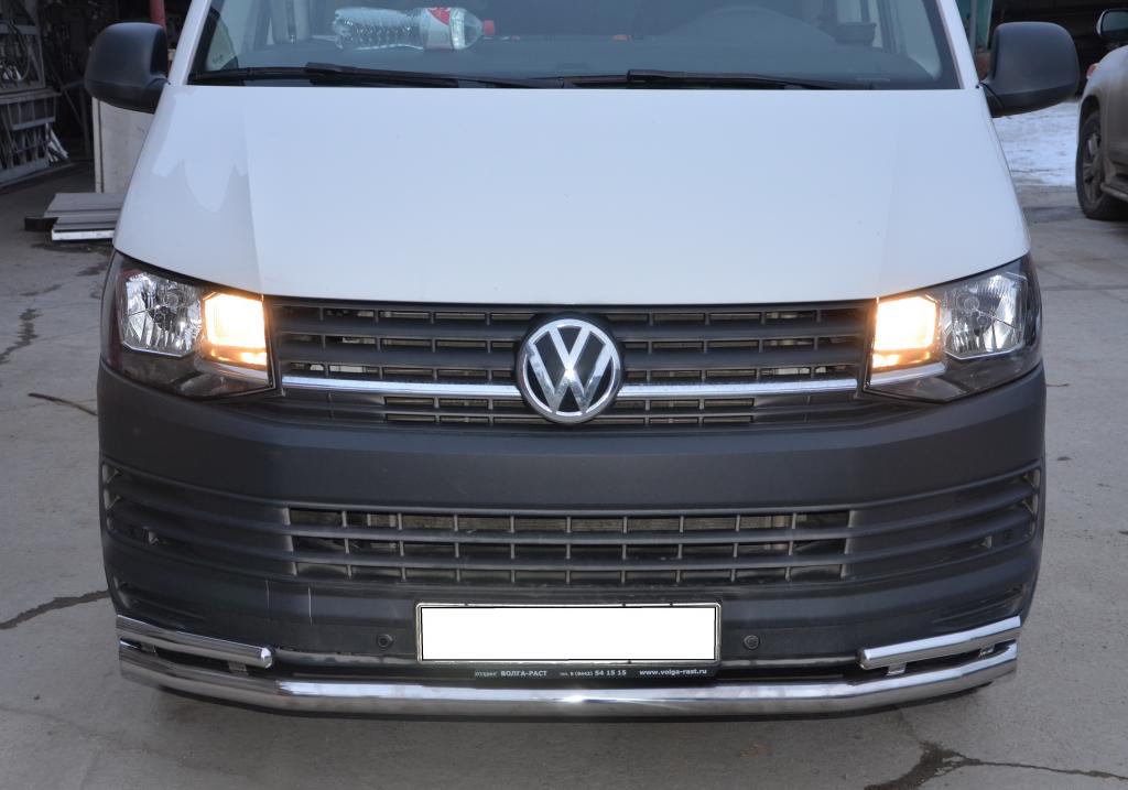 Защита переднего бампера на Volkswagen Caravelle/Multivan/Transporter фото 5