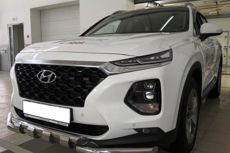 Защита переднего бампера на Hyundai Santa Fe фото 1