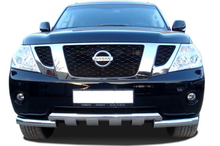 Защита переднего бампера на Nissan Patrol фото 1