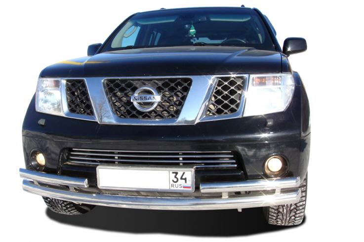 Защита переднего бампера на Nissan Pathfinder фото 1