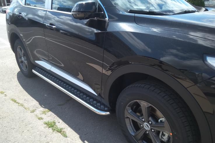 Пороги и боковые трубы на Haval F7 фото 1