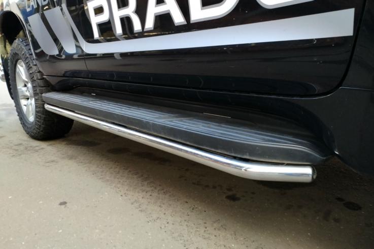 Пороги и боковые трубы на Toyota Land Cruiser Prado Black Onyx фото 1
