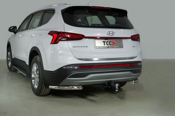 Защита заднего бампера на Hyundai Santa Fe фото 1