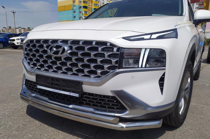 Защита переднего бампера на Hyundai Santa Fe фото 1