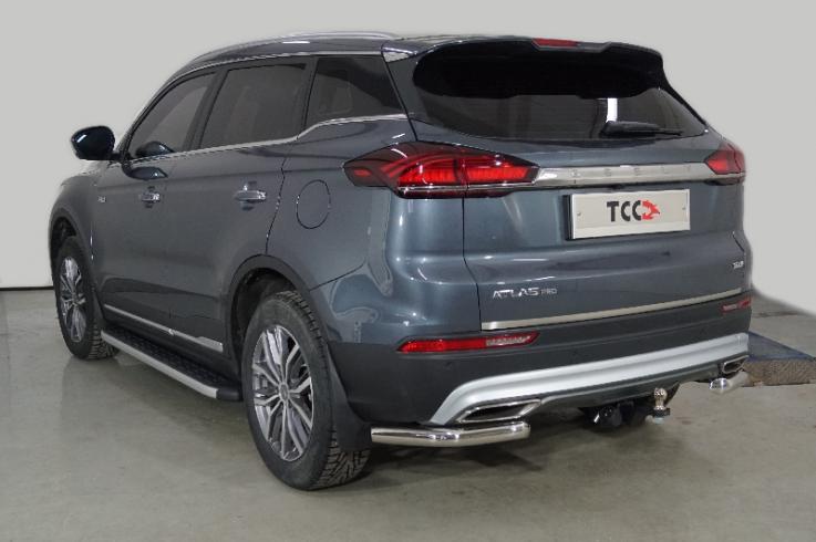 Защита заднего бампера на Geely / Belgee Atlas Pro / X70 фото 1