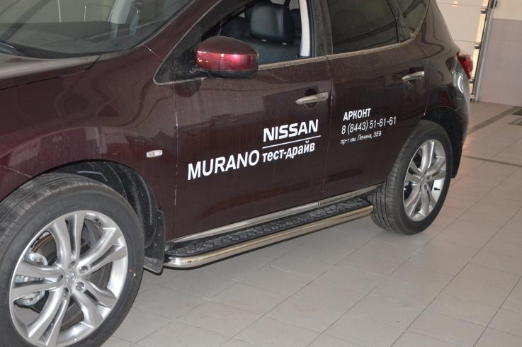 Пороги и боковые трубы на Nissan Murano фото 1