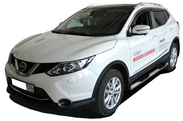 Пороги и боковые трубы на Nissan Qashqai фото 1
