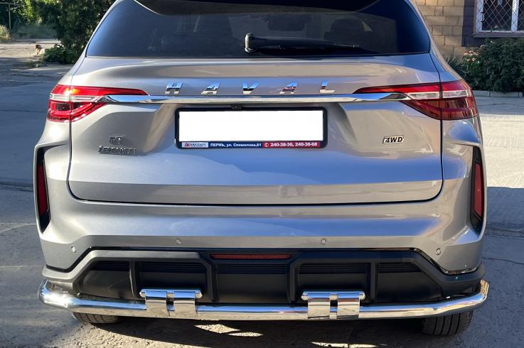 Защита заднего бампера на Haval F7 фото 1