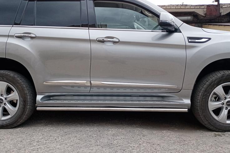 Пороги и боковые трубы на Haval H9 фото 1