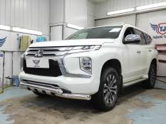 Защита переднего бампера на Mitsubishi Pajero Sport фото 24