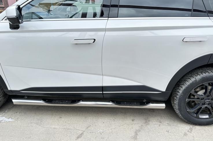 Пороги и боковые трубы на Haval F7 фото 1