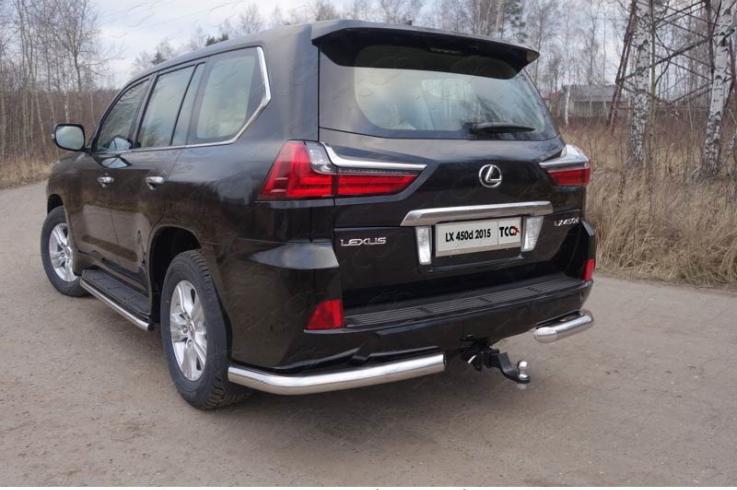 Защита заднего бампера на Lexus LX570-LX450D фото 1