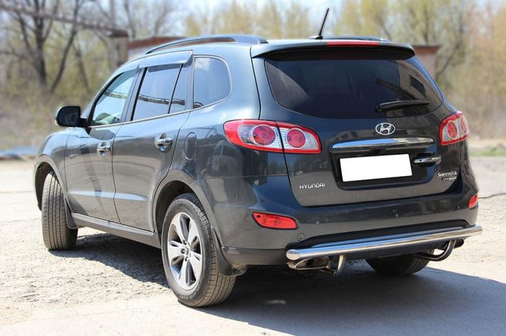 Защита заднего бампера на Hyundai Santa Fe фото 1