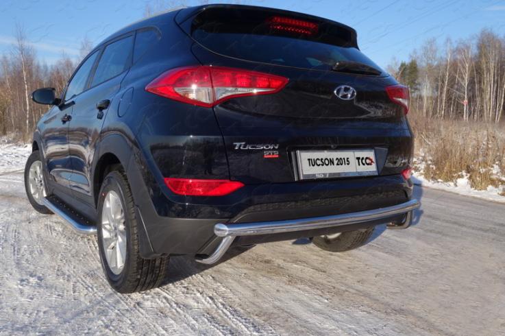 Защита заднего бампера на Hyundai Tucson фото 1