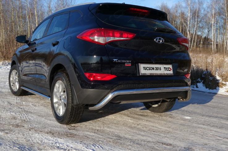 Защита заднего бампера на Hyundai Tucson фото 1